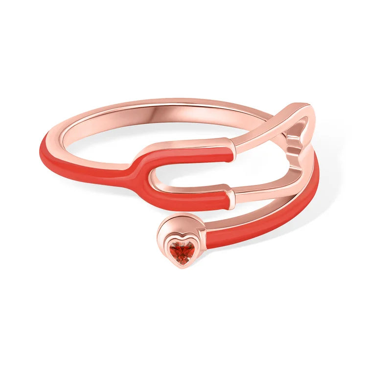 MedHeart™ – Anillo médico con corazón de cristal