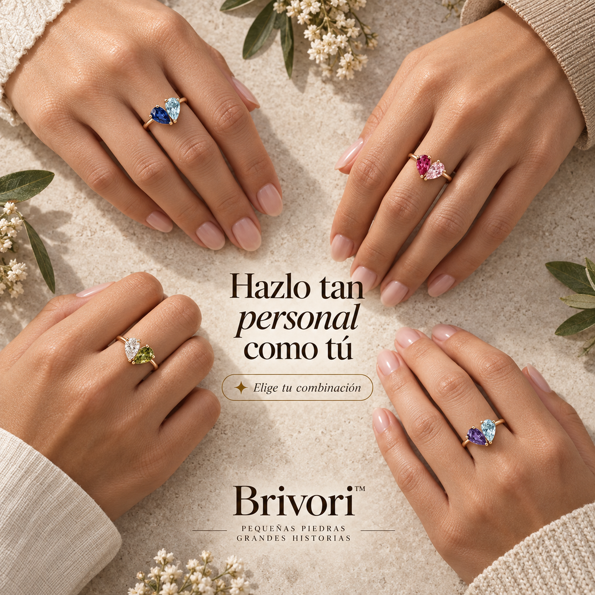 Brivori™ - Anillo Piedras de Nacimiento Corazón Dual
