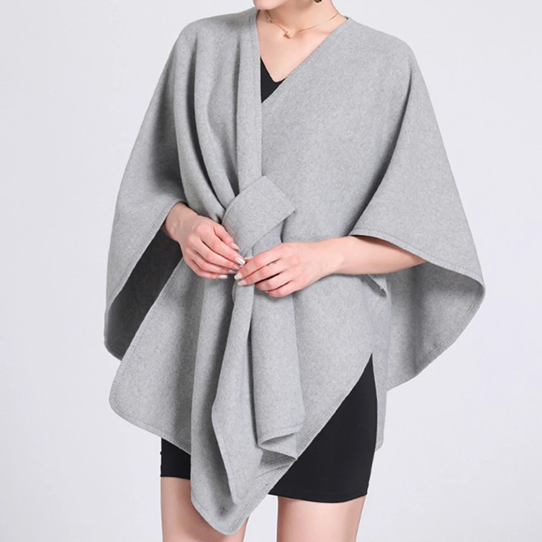 ALVÉRA™ – Poncho chal largo de algodón con costuras