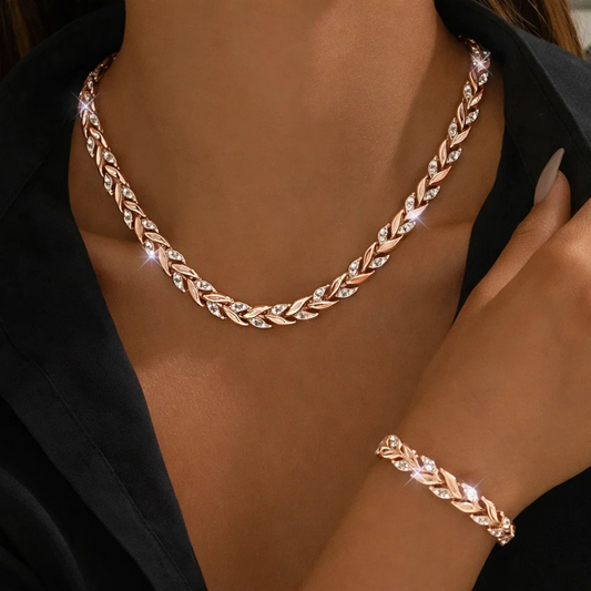 ZELORIA™ – Collar y Pulsera Hojas Luminosas