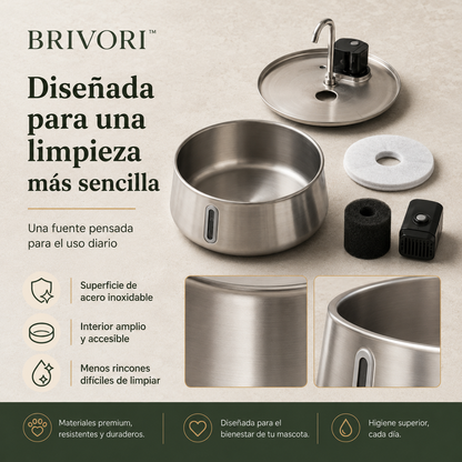 Brivori™ - Fuente de Agua de Acero Inoxidable para Perros