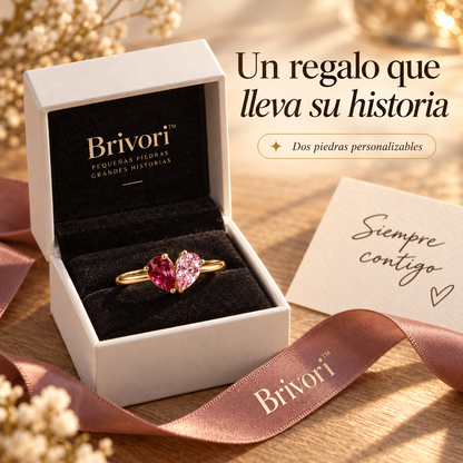 Brivori™ - Anillo Piedras de Nacimiento Corazón Dual