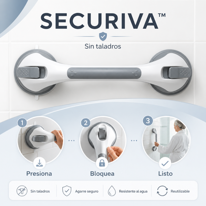 SECURIVA™ - Barra de apoyo para ducha con ventosa