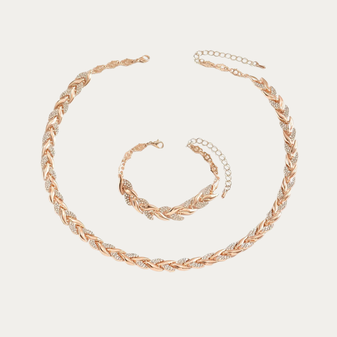 ZELORIA™ – Collar y Pulsera Hojas Luminosas