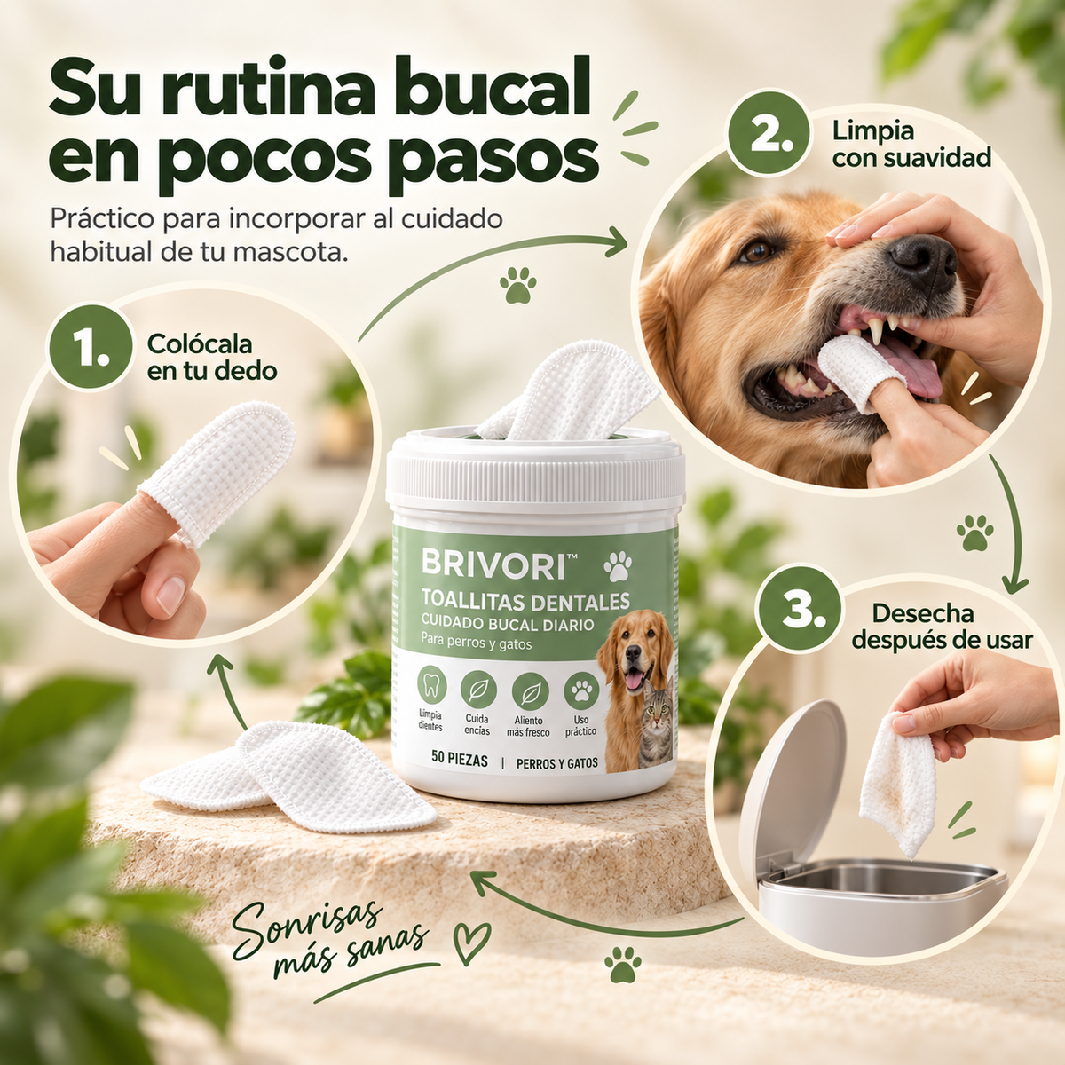 Brivori™ - Toallitas Dentales para Perros y Gatos