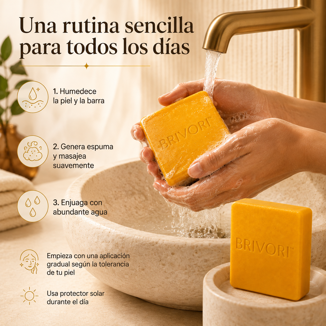 Brivori™ - Jabón Aclarante de Cúrcuma y Ácido Kójico