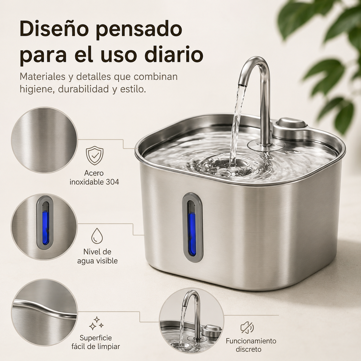 Brivori™ - Fuente de Agua de Acero Inoxidable para Gatos