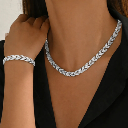 ZELORIA™ – Collar y Pulsera Hojas Luminosas