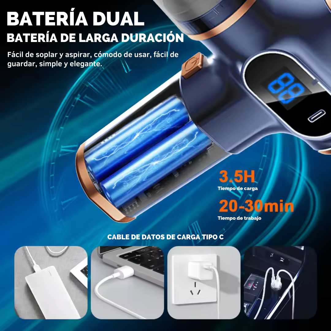 AEROVEX™ Aspiradora compacta para coche con turbocompresor
