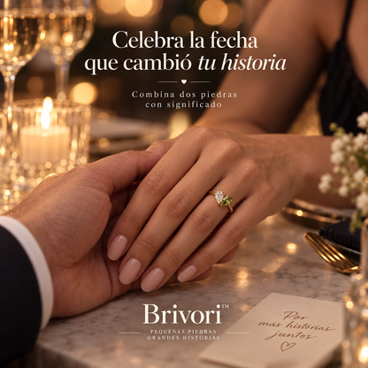Brivori™ - Anillo Piedras de Nacimiento Corazón Dual