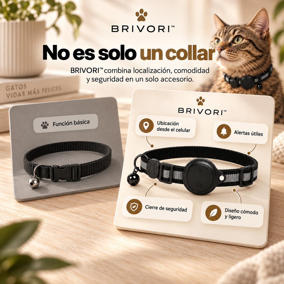 Brivori™ - Collar Localizador GPS para Gatos