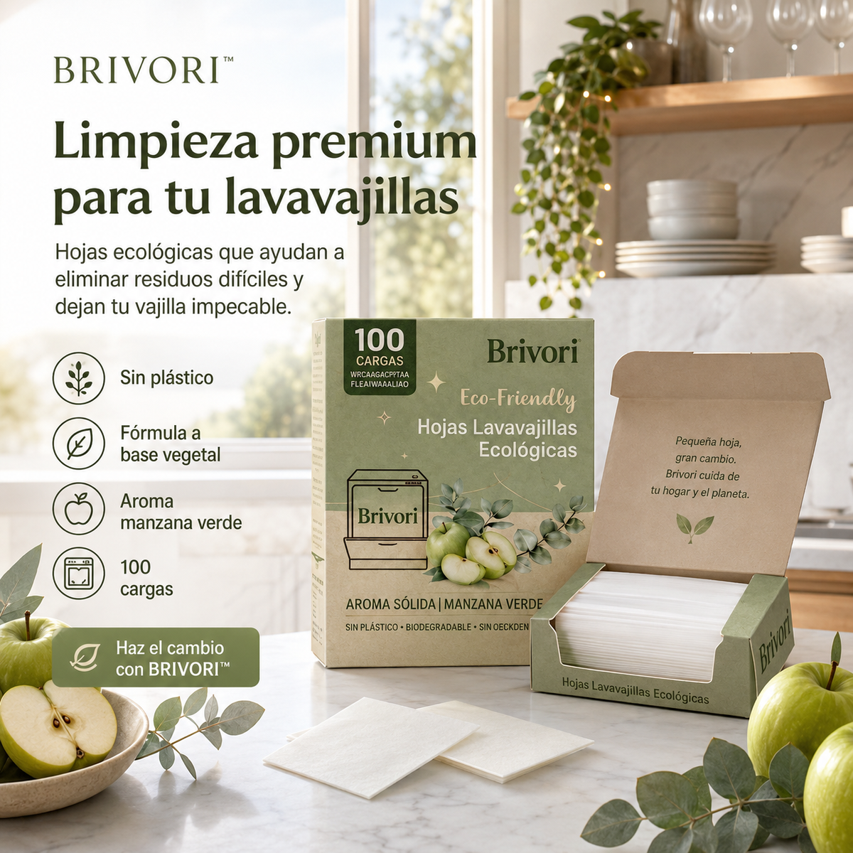 Brivori™ - Hojas Lavavajillas Ecológicas