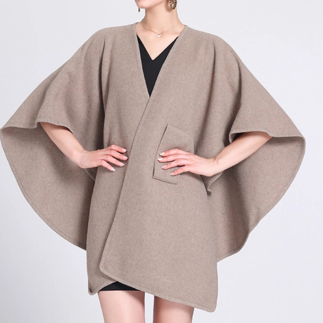 ALVÉRA™ – Poncho chal largo de algodón con costuras