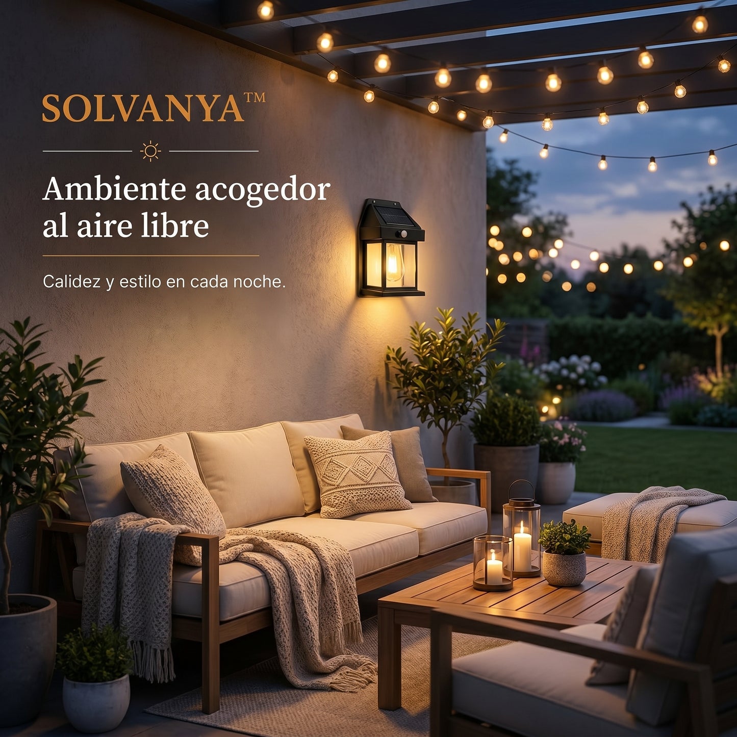 SOLVANYA™ - Lámpara de pared tipo farol solar
