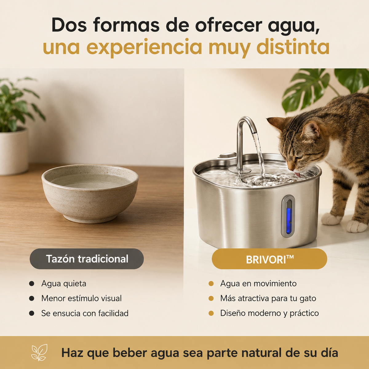 Brivori™ - Fuente de Agua de Acero Inoxidable para Gatos