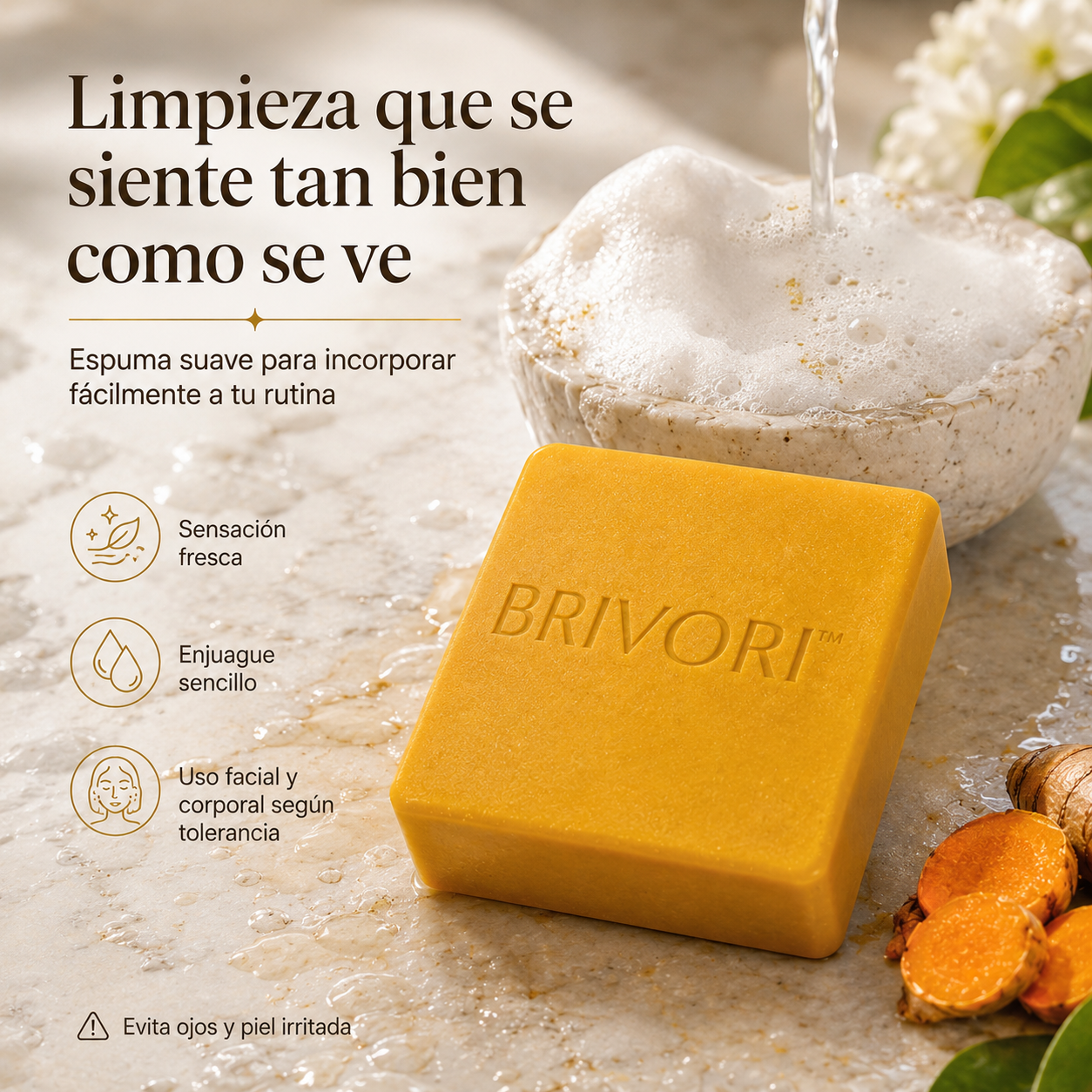 Brivori™ - Jabón Aclarante de Cúrcuma y Ácido Kójico