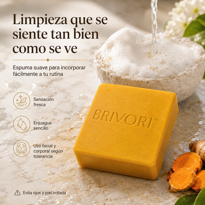 Brivori™ - Jabón Aclarante de Cúrcuma y Ácido Kójico