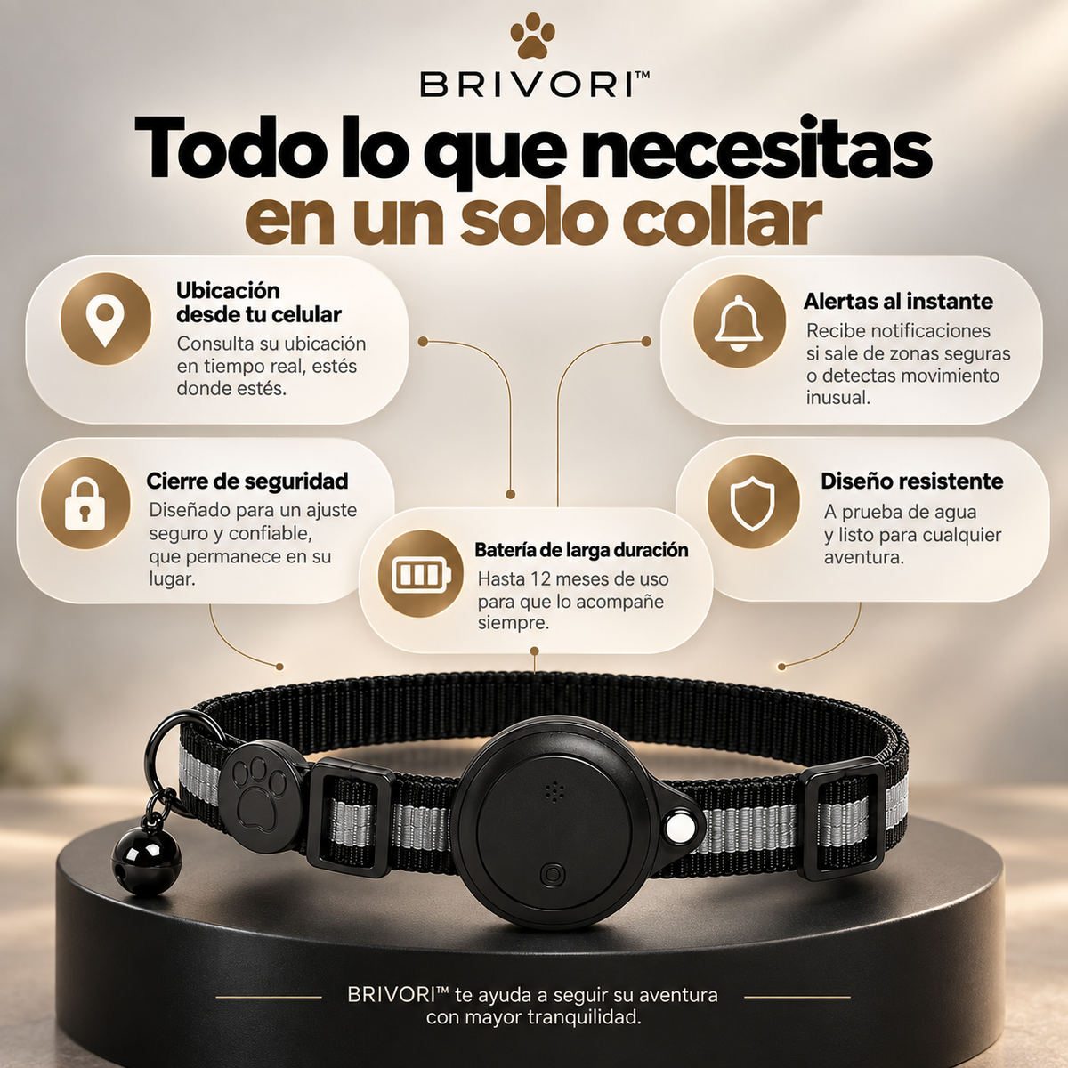 Brivori™ - Collar Localizador GPS para Gatos