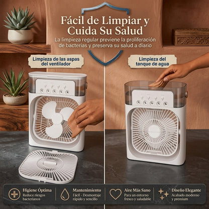 Brivori™ - Ventilador Humidificador Portátil 3 en 1