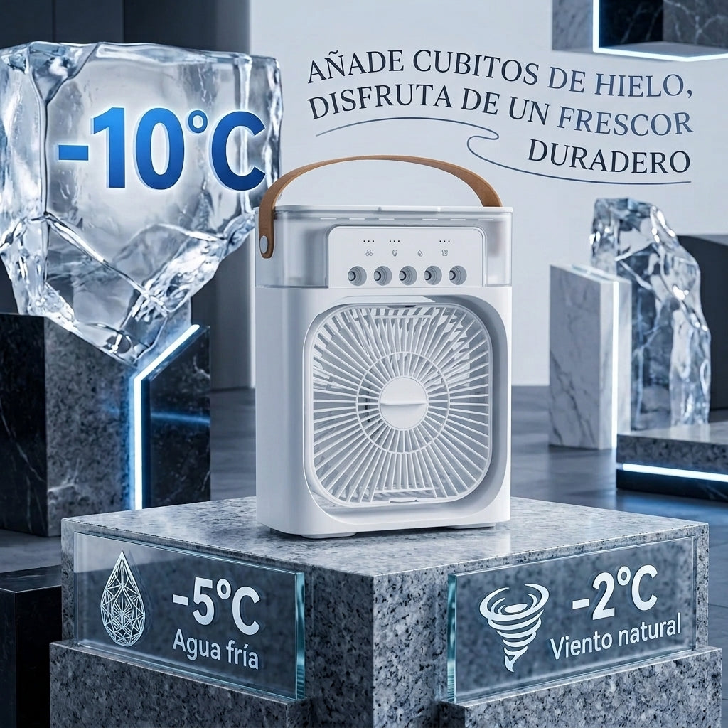 Brivori™ - Ventilador Humidificador Portátil 3 en 1