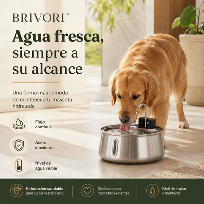 Brivori™ - Fuente de Agua de Acero Inoxidable para Perros