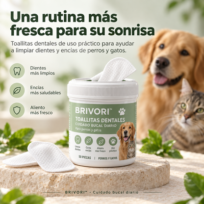 Brivori™ - Toallitas Dentales para Perros y Gatos