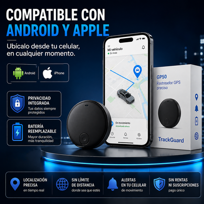 TrackGuard™ – Rastreador GPS preciso sin suscripción