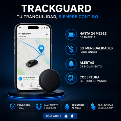 TrackGuard™ – Rastreador GPS preciso sin suscripción