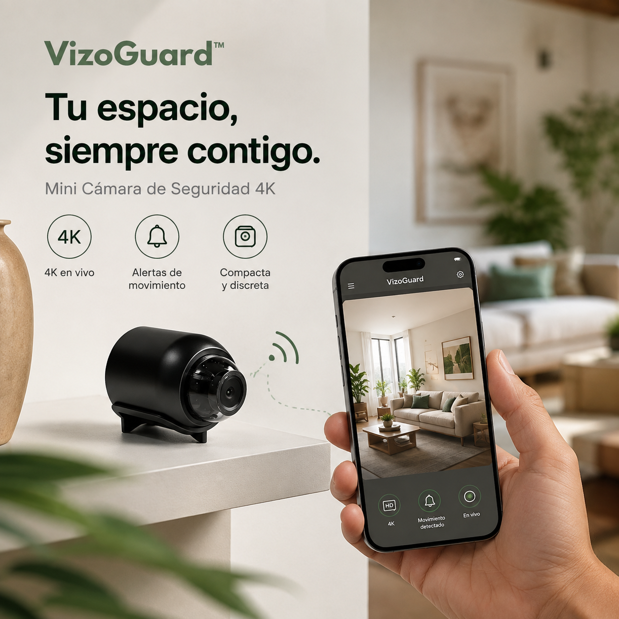VizoGuard™ – Mini Cámara de Seguridad 4K