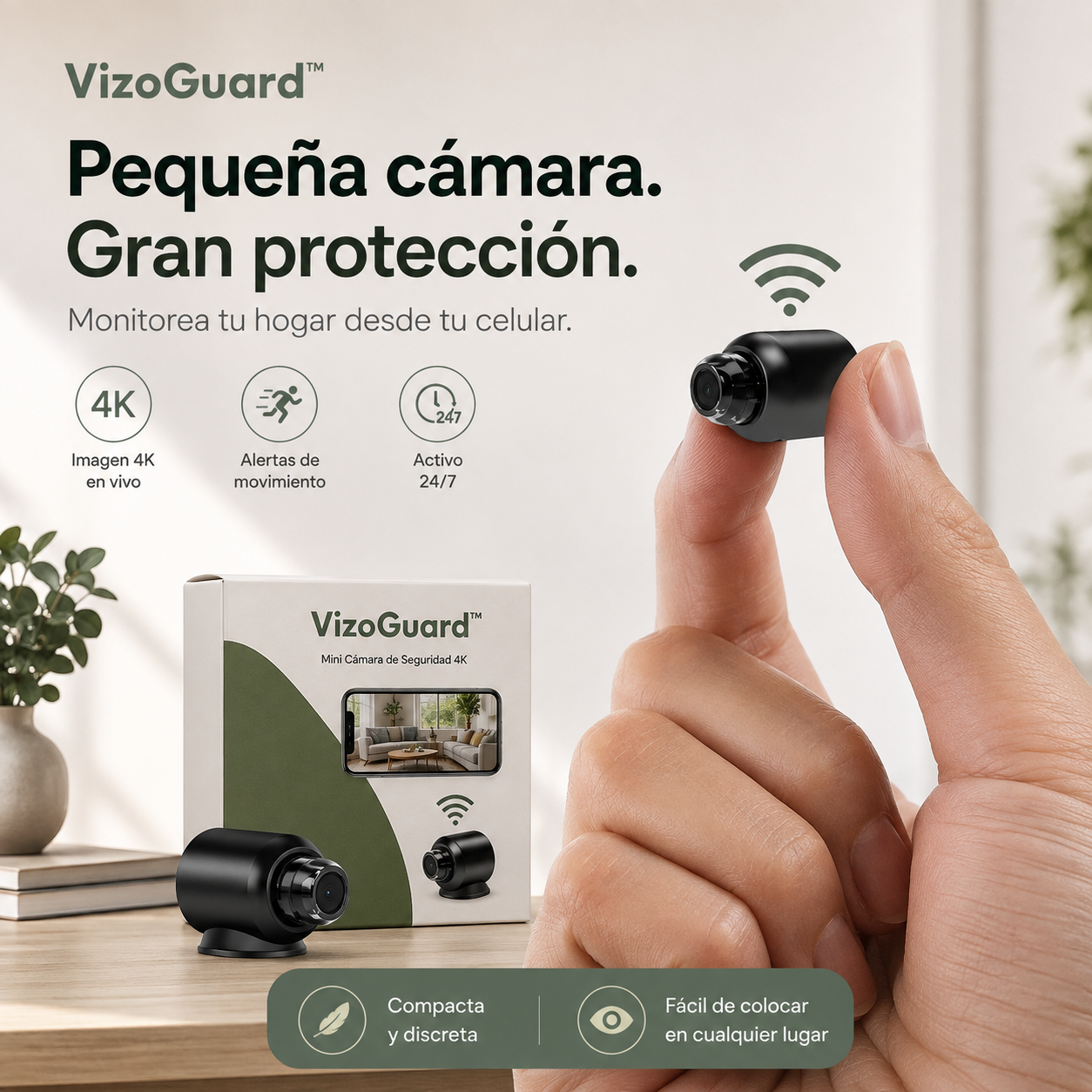VizoGuard™ – Mini Cámara de Seguridad 4K