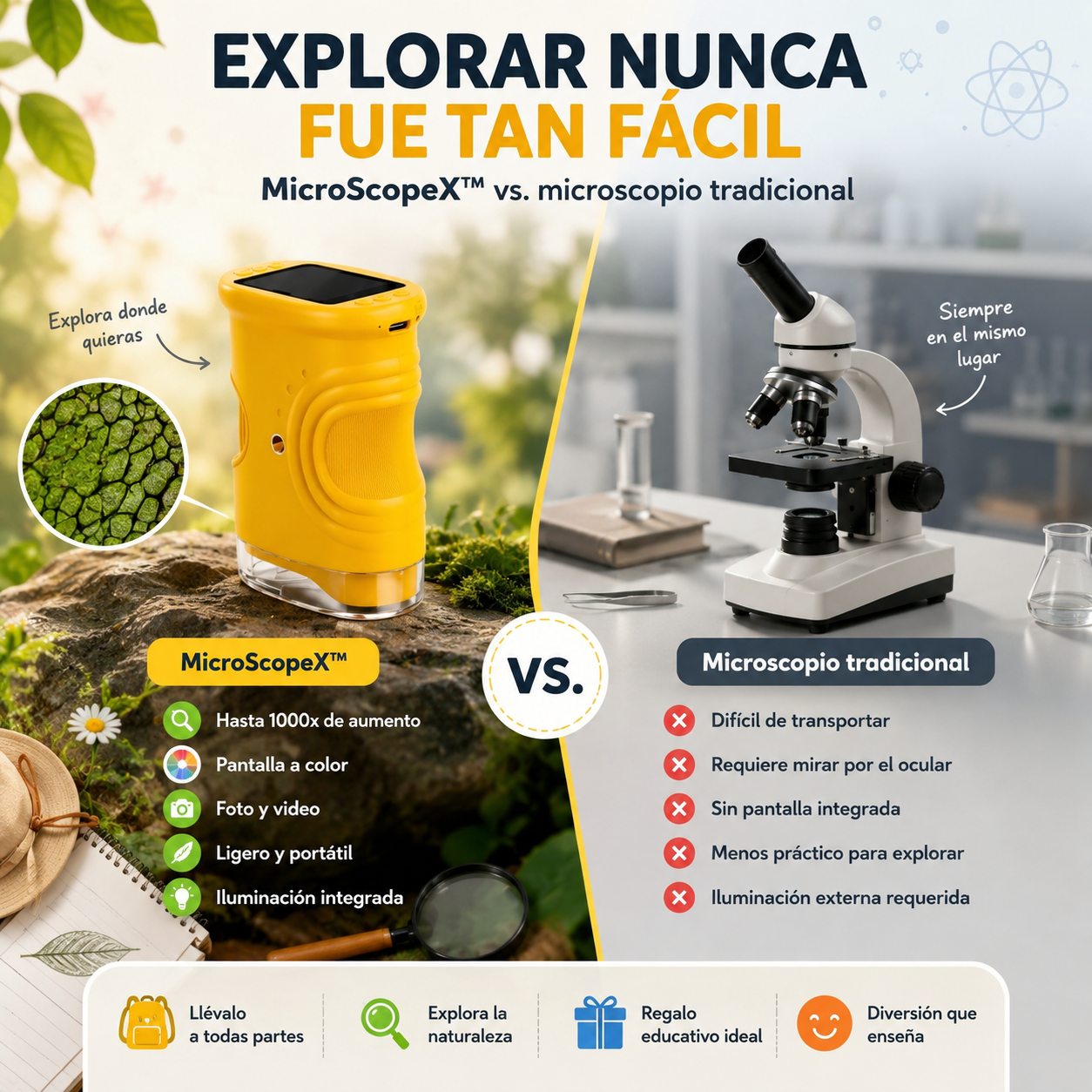 MicroScopeX™ – Microscopio Digital Infantil 1000x