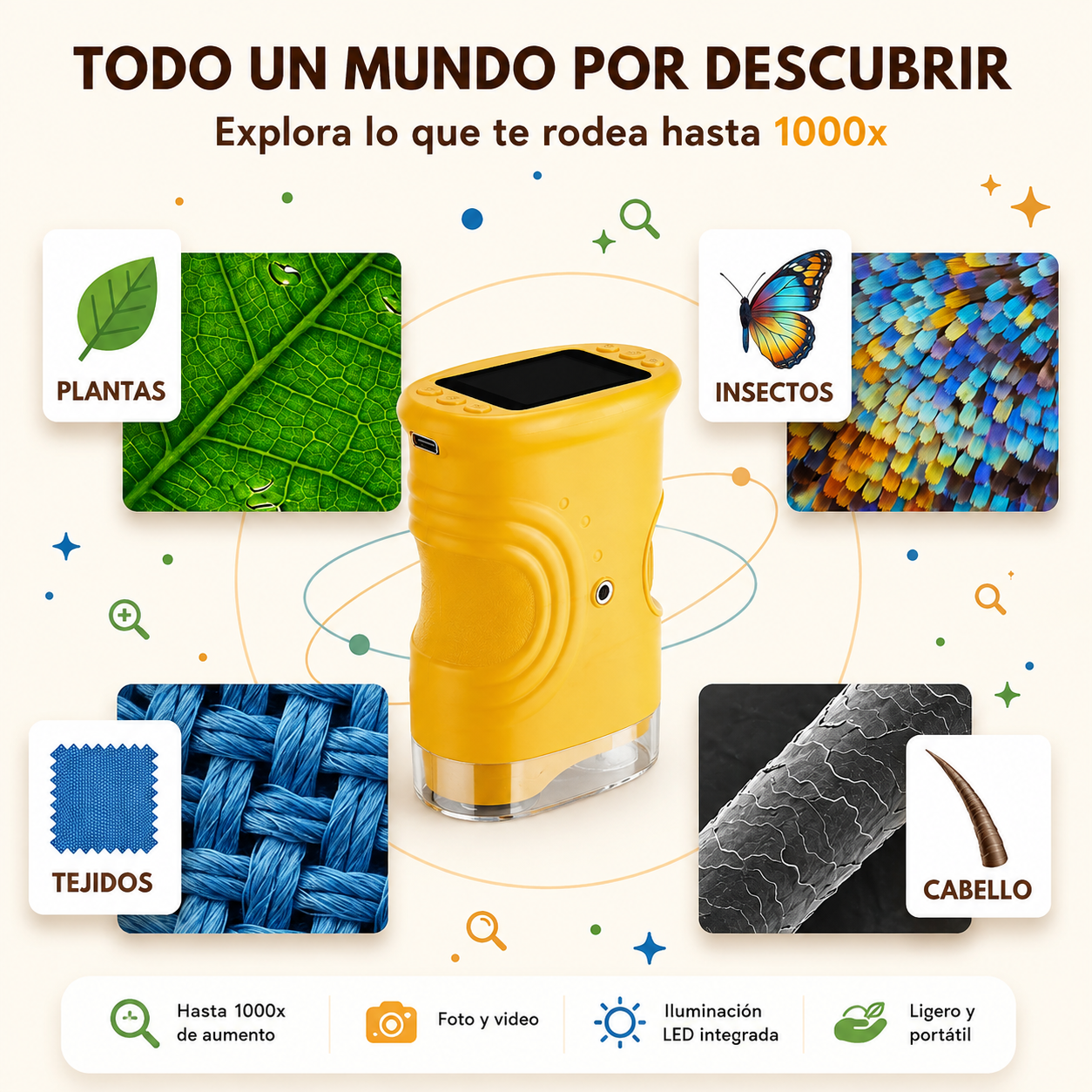 MicroScopeX™ – Microscopio Digital Infantil 1000x
