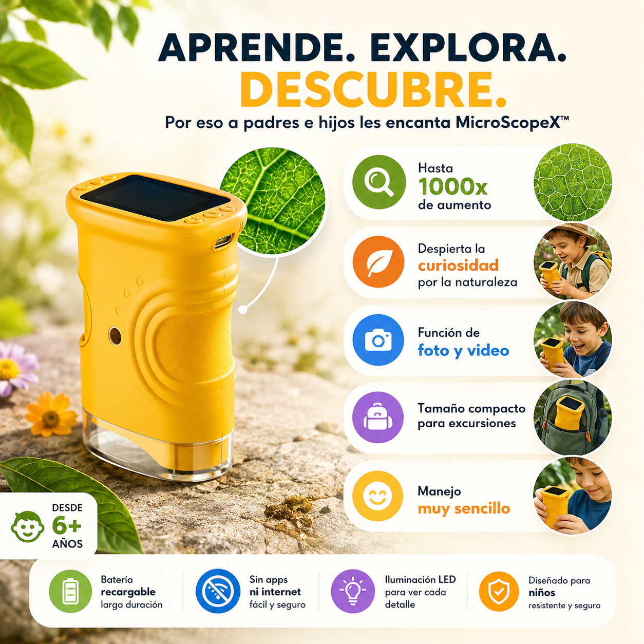MicroScopeX™ – Microscopio Digital Infantil 1000x