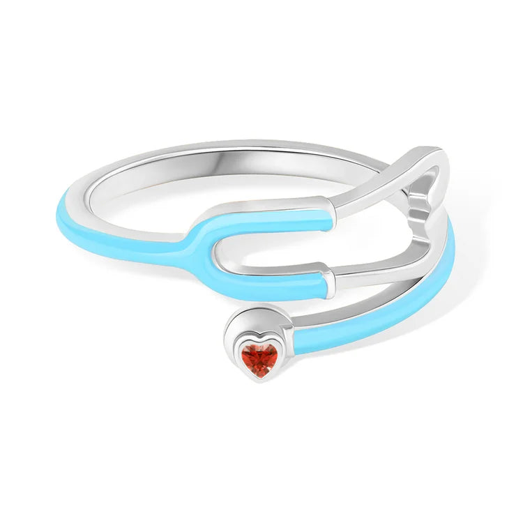 MedHeart™ – Anillo médico con corazón de cristal