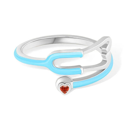 MedHeart™ – Anillo médico con corazón de cristal