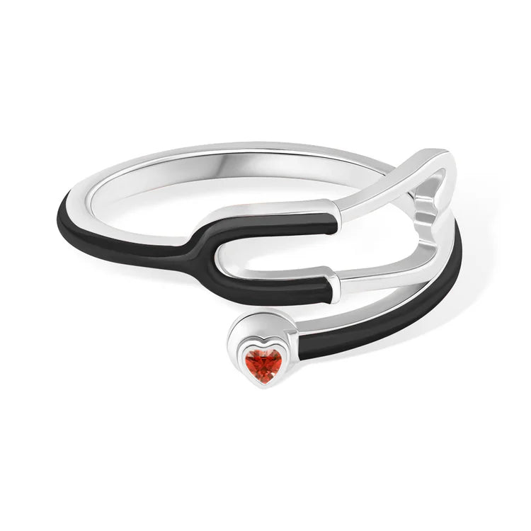 MedHeart™ – Anillo médico con corazón de cristal
