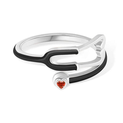 MedHeart™ – Anillo médico con corazón de cristal