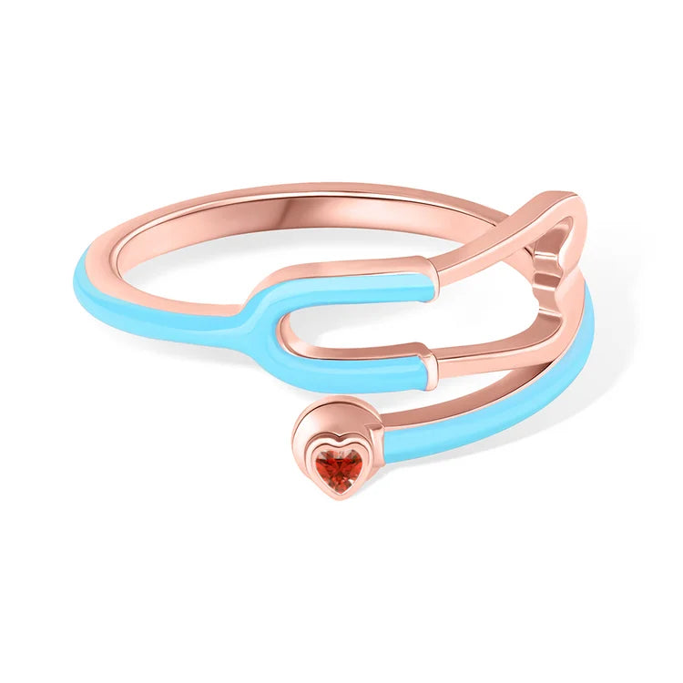 MedHeart™ – Anillo médico con corazón de cristal