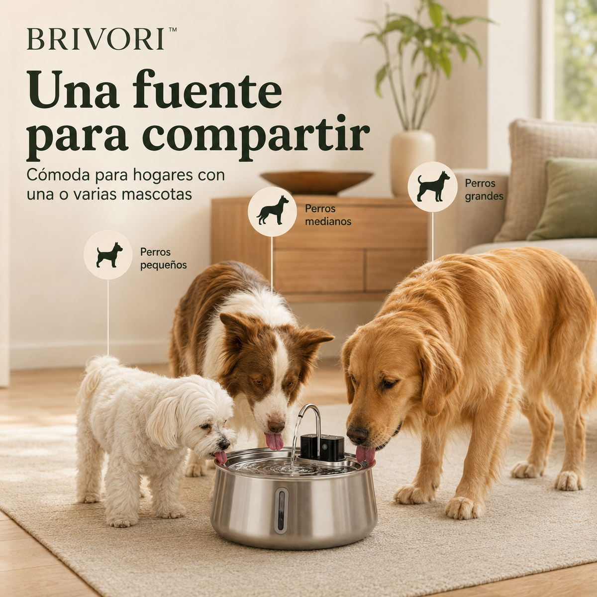 Brivori™ - Fuente de Agua de Acero Inoxidable para Perros
