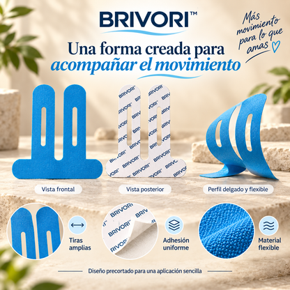 Brivori™ - Cinta Kinesiológica Precortada para Rodilla
