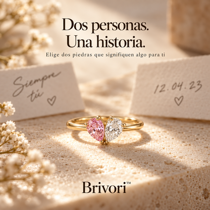 Brivori™ - Anillo Piedras de Nacimiento Corazón Dual