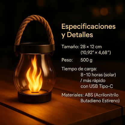 LuzSolar™ – Linterna solar con efecto de llama real