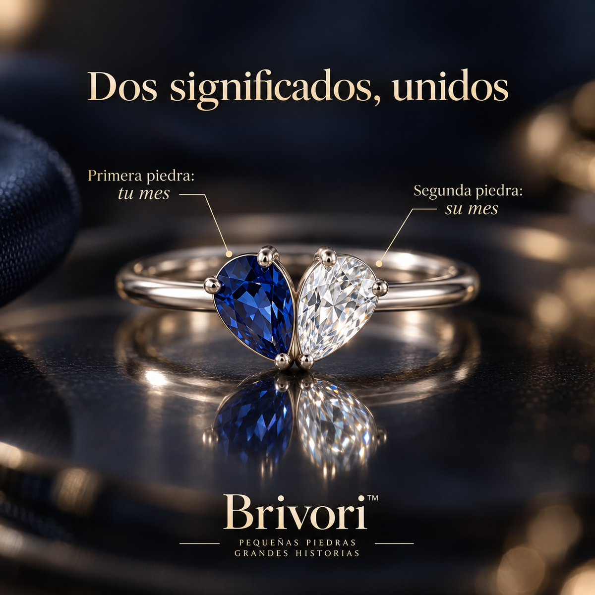 Brivori™ - Anillo Piedras de Nacimiento Corazón Dual