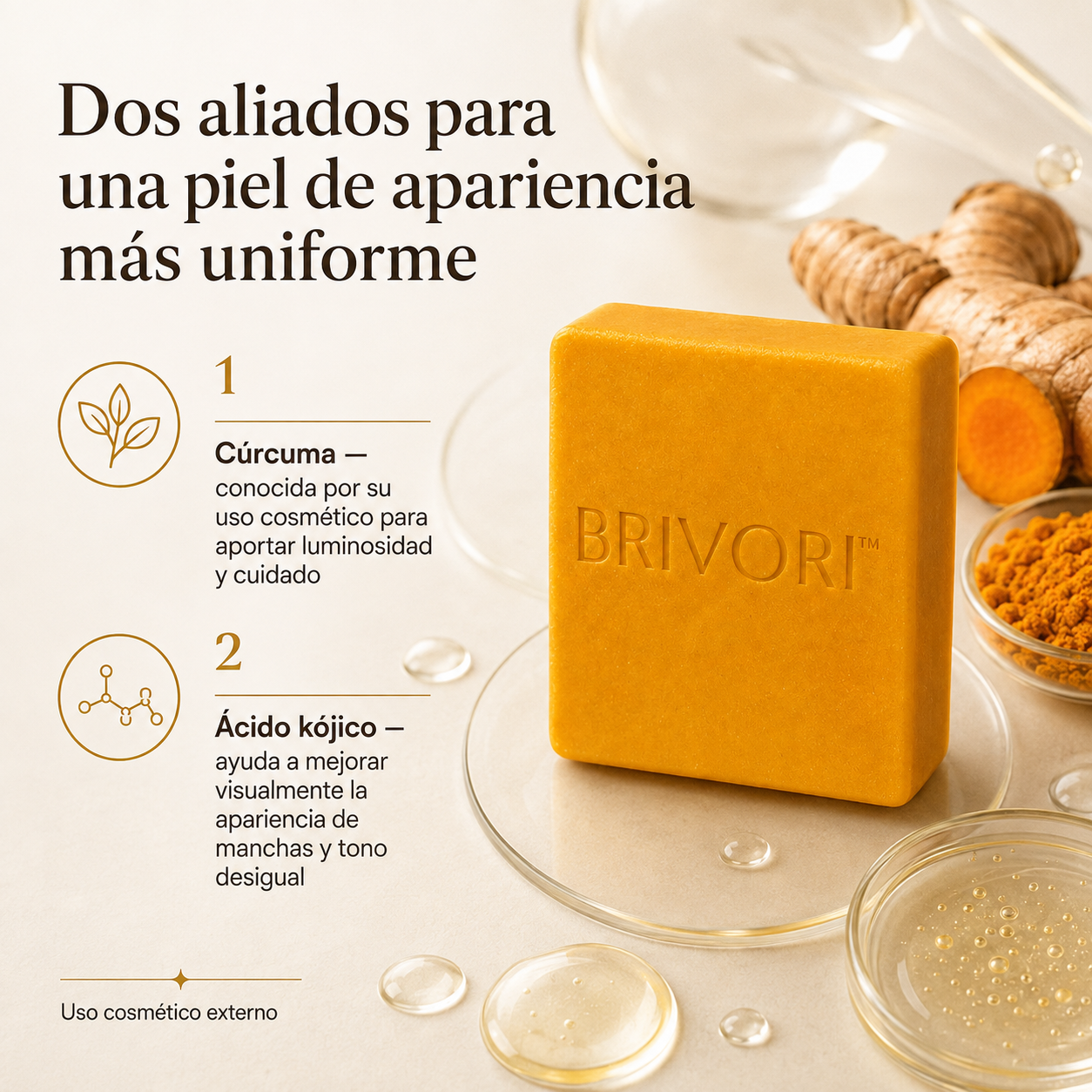 Brivori™ - Jabón Aclarante de Cúrcuma y Ácido Kójico