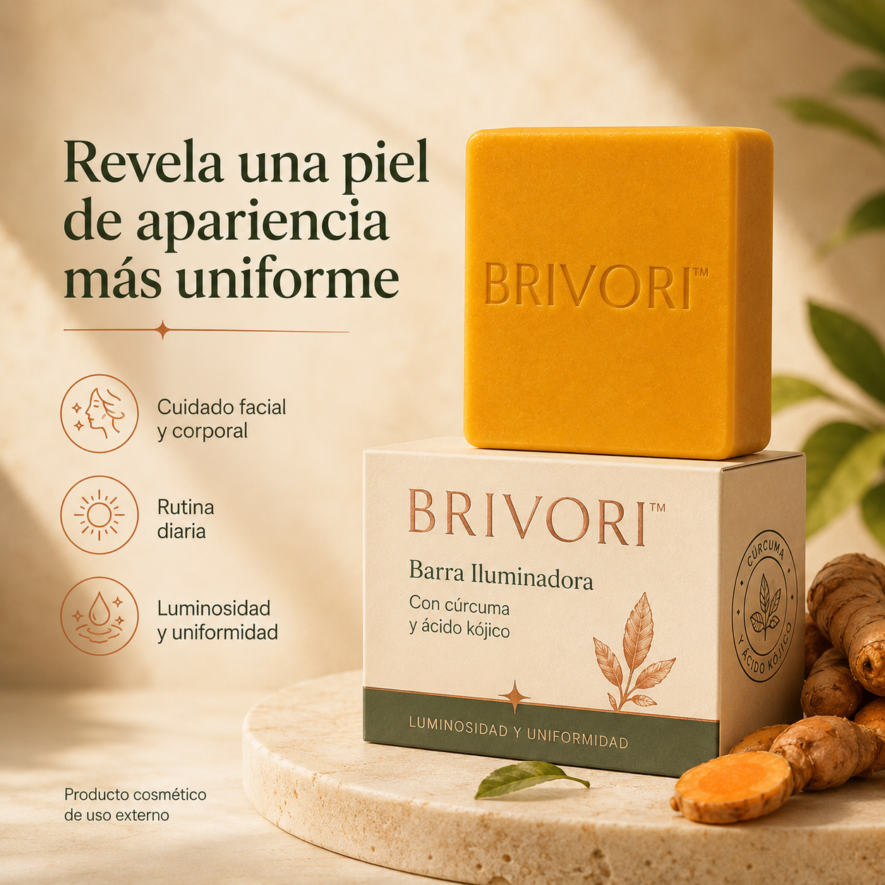 Brivori™ - Jabón Aclarante de Cúrcuma y Ácido Kójico