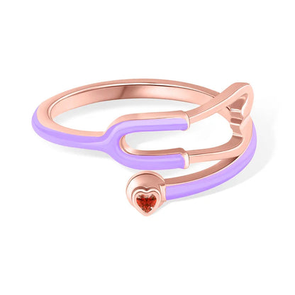 MedHeart™ – Anillo médico con corazón de cristal