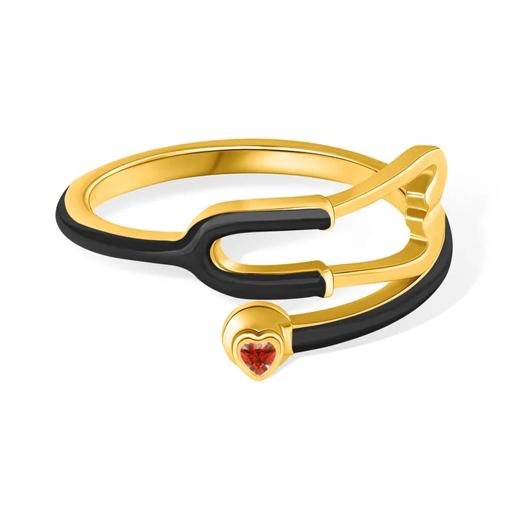 MedHeart™ – Anillo médico con corazón de cristal