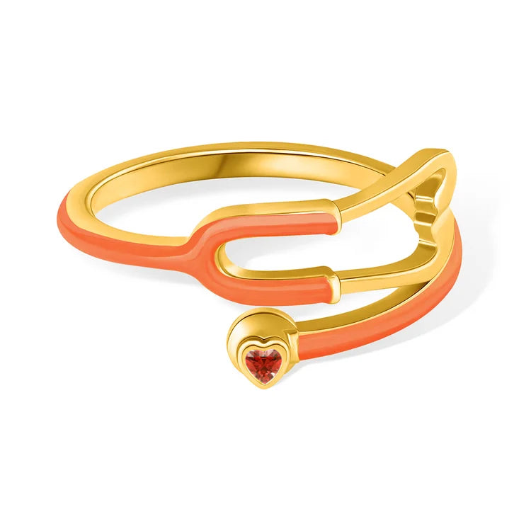 MedHeart™ – Anillo médico con corazón de cristal