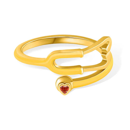 MedHeart™ – Anillo médico con corazón de cristal