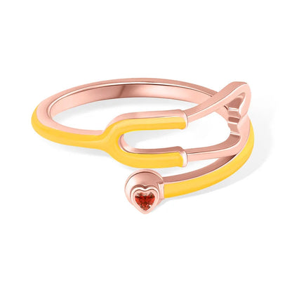 MedHeart™ – Anillo médico con corazón de cristal